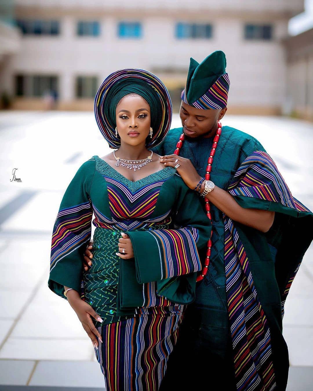 african traditional wedding matching bride and groom