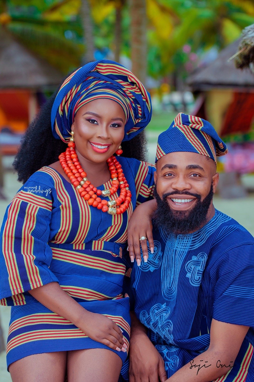 african traditional wedding matching bride and groom